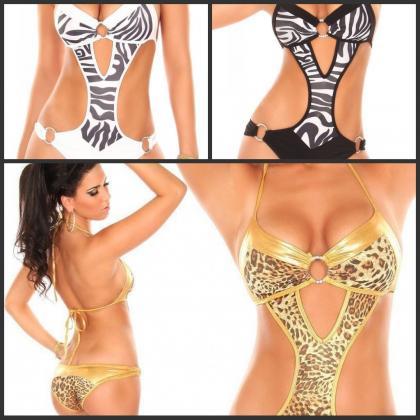 The Golden Leopard Zebra Conjoined Bikini